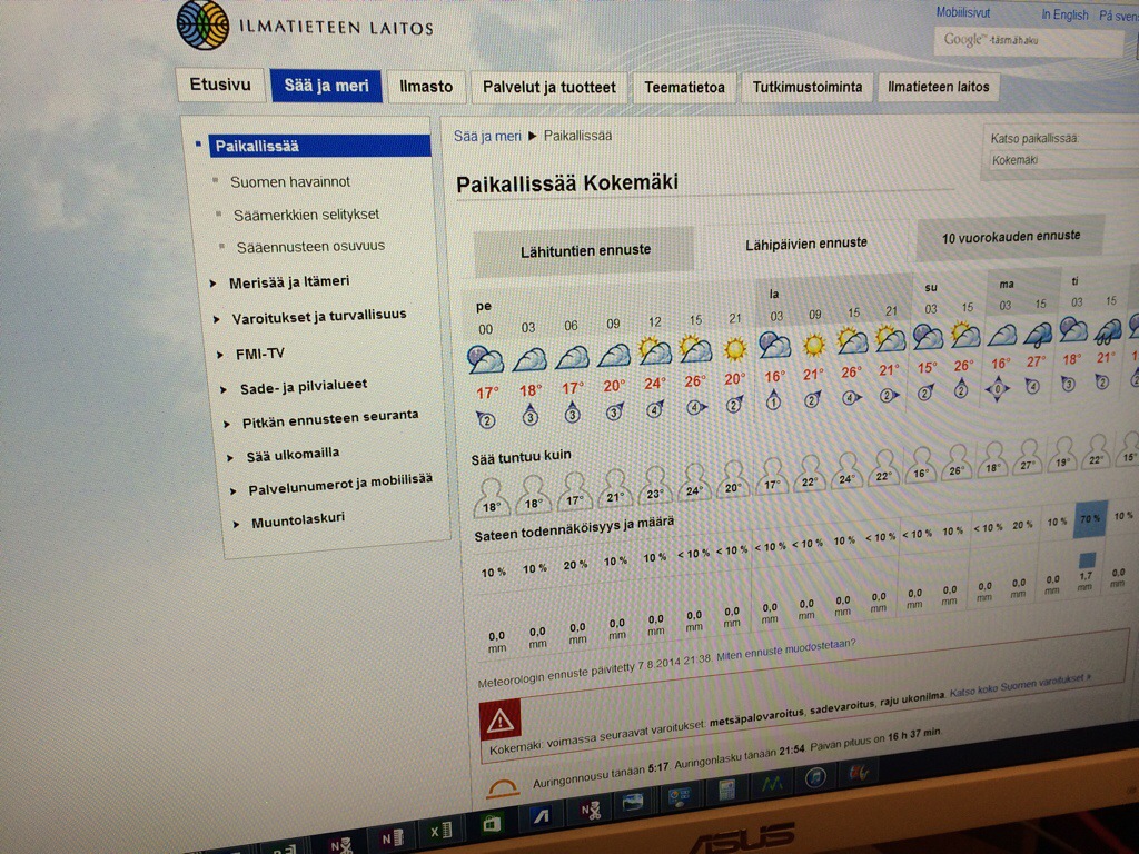 Ilmatieteen laitos ennustaa lämmintä ja vähäsateista viikonloppua, mutta sadetta on luvassa maanantaina. Kuva: Tuomas Kuhalainen
