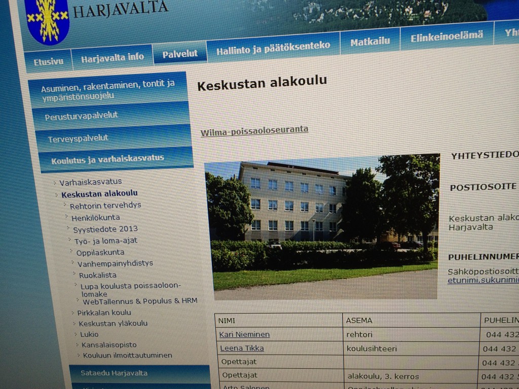 Harjavallan keskustan alakoulu kaupungin nettisivuilla. Kuva: Tuomas Kuhalainen